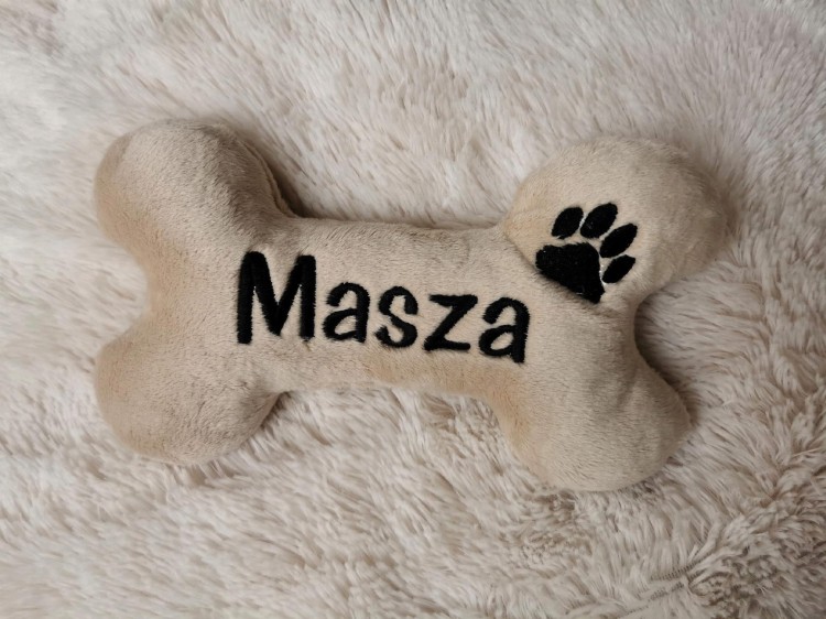 miękka kość dla psa z imieniem zabawka personalizowana