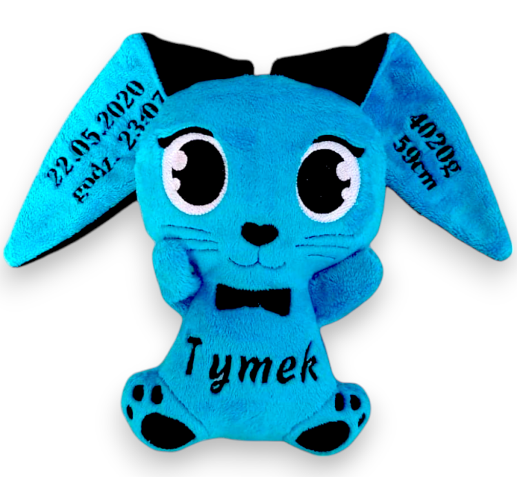 Personalizowana maskotka miś lub króliczek z haftowanym imieniem dziecka