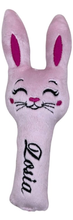 Personalizowana grzechotka sensoryczna z haftowanym imieniem dla dziewczynki