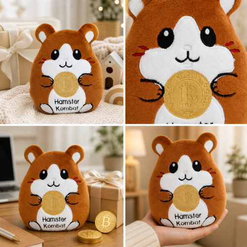 Pluszowy chomik Bitcoin z personalizowanym haftem