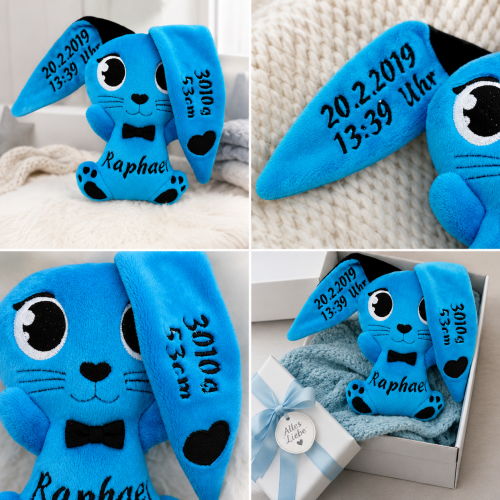 Personalizowana maskotka miś lub króliczek z haftowanym imieniem dziecka
