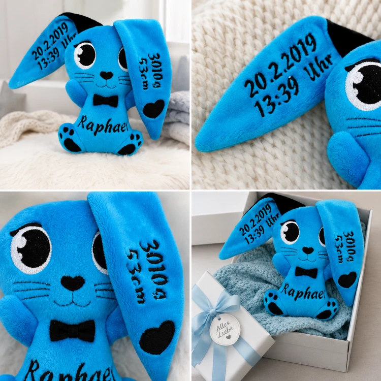 Personalizowana maskotka miś lub króliczek z haftowanym imieniem dziecka