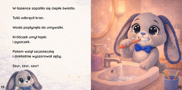 Przykładowa strona z bajki na dobranoc Tuliś i spokojny wieczór