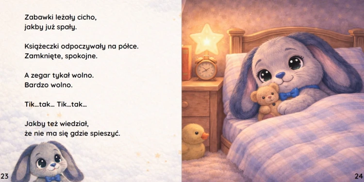 Przykładowa strona z bajki na dobranoc Tuliś i spokojny wieczór