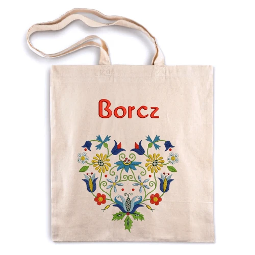 Torba bawełniana z kaszubskim sercem i haftem Borcz