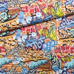 Tkanina bawełniana Grafitti — geometryczne / graficzne