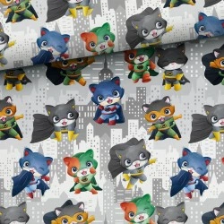 Tkanina bawełniana Hero Cats — zwierzęta, koty