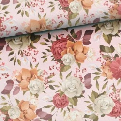 Tkanina bawełniana Kwiaty Little Princess Pink — kwiaty, rośliny / liście