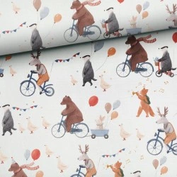 Tkanina bawełniana Zwierzęta na paradzie — zwierzęta, dziecięce / nursery