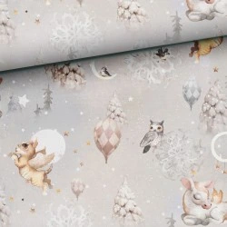 Tkanina bawełniana Gothic Winter — rośliny / liście, zimowe