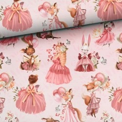 Tkanina bawełniana Little Princess Pink — księżniczki, magia / baśnie