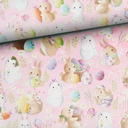 Tkanina bawełniana Bunnies egg — zwierzęta, króliczki