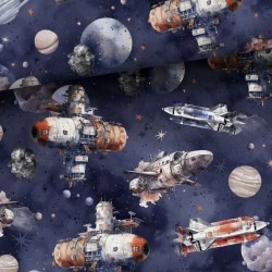 Tkanina bawełniana Statki kosmiczne — kosmos, pojazdy