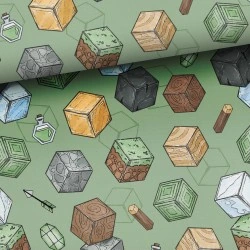 Tkanina bawełniana World of blocks — geometryczne / graficzne