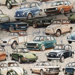 Tkanina bawełniana Ikony motoryzacji — pojazdy, samochody