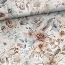 Tkanina bawełniana Boho kwiaty — kwiaty, rośliny / liście