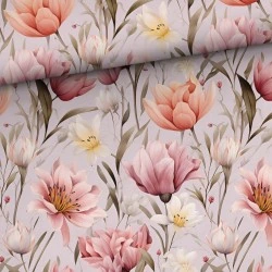 Tkanina bawełniana Spring blossom — kwiaty, rośliny / liście