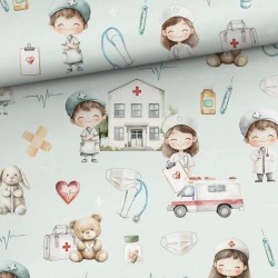 Tkanina bawełniana Mały medyk — dziecięce / nursery