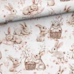 Tkanina bawełniana Blossom bunnies — zwierzęta, króliczki