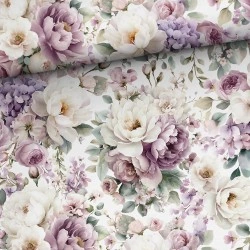Tkanina bawełniana Mauve peonies — kwiaty, rośliny / liście